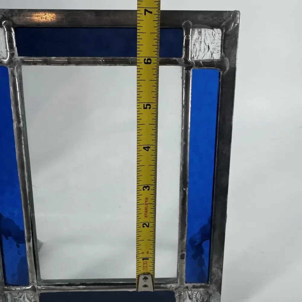 Set Of 2 Blue Stained Glass Geometric Picture 4x6 Frames